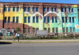 "Thermal Reflections" mural at Goffe Street Armory by artist Michael DeAngelo